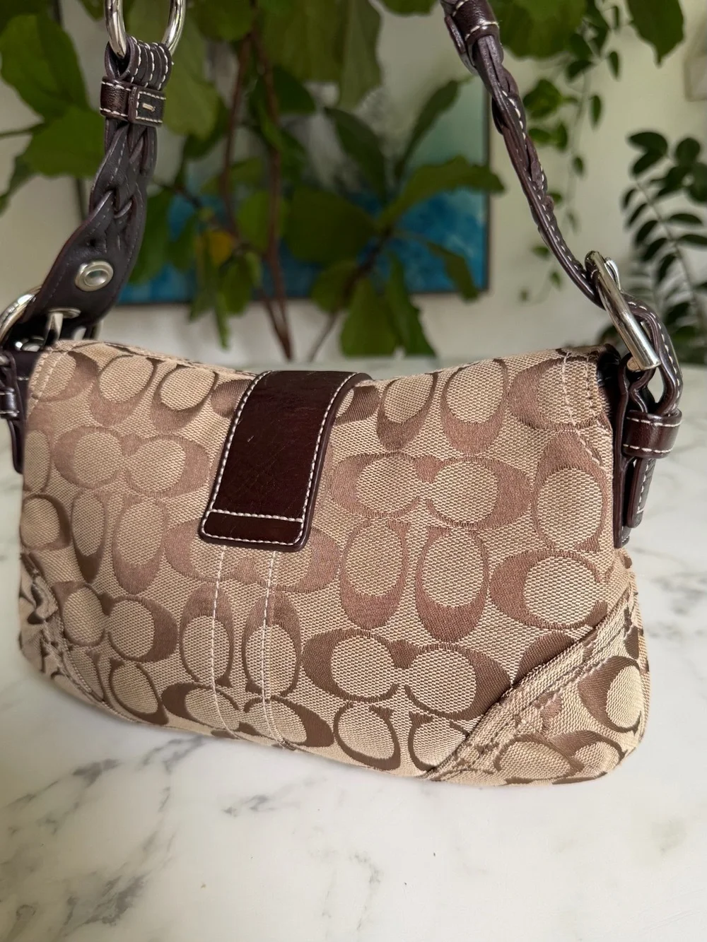 Coach Vintage Y2K Soho Signature Small Braided Strap Shoulder Bag 6171 Khaki